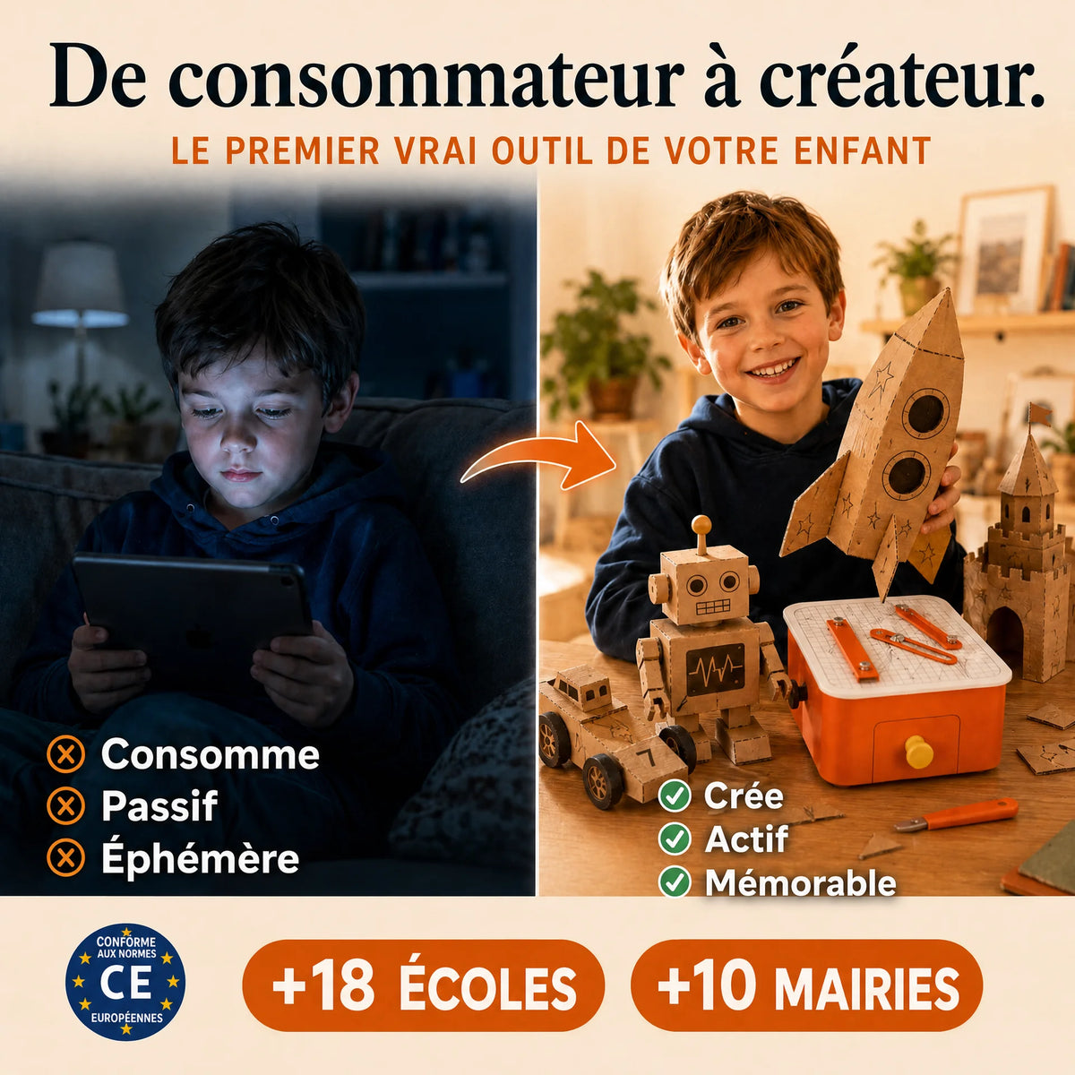 Le Petit Inventeur™ — La machine qui transforme le carton en jouets