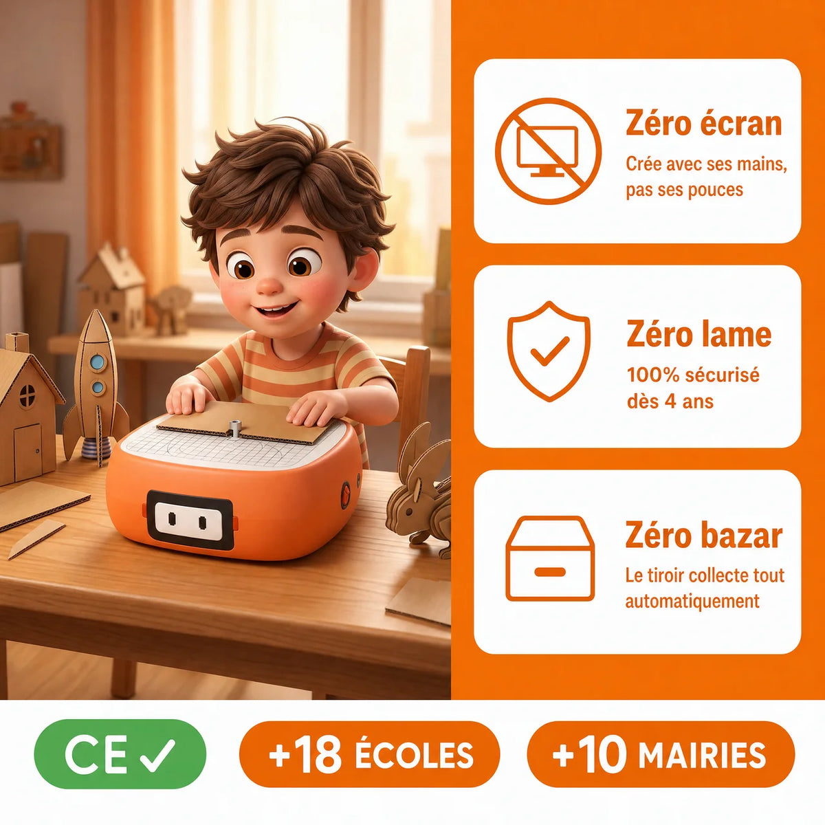 Le Petit Inventeur — Chip | Coffret Créatif Enfant Dès 4 Ans | Coupe-Carton Sans Lame
